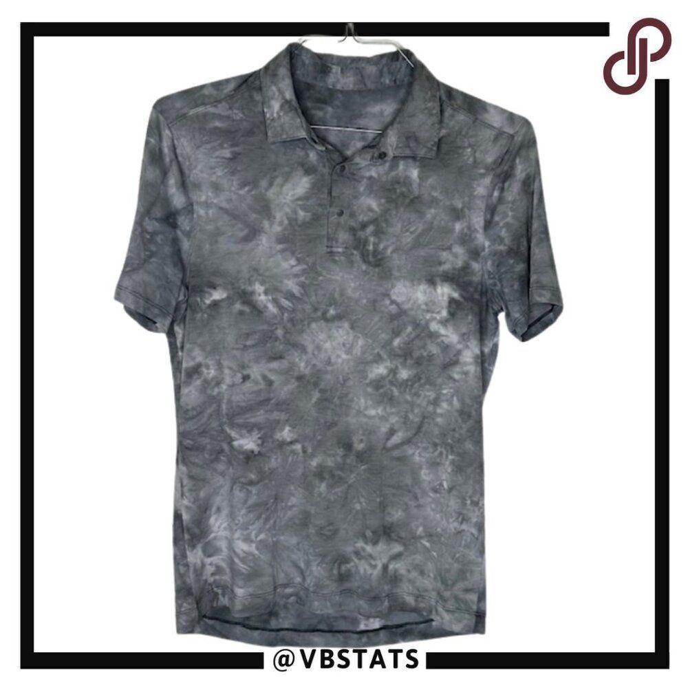 Lululemon Cloud Gray Graphic Athleisure Snap Button Polo in Size‎ Small